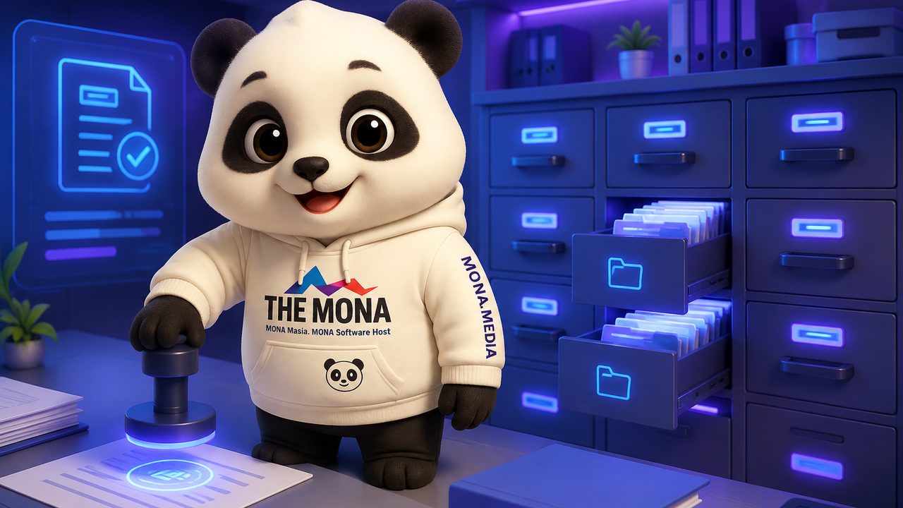 Minh hoạ cách AI ký số lưu trữ MONA hoạt động: tạo hồ sơ từ mẫu, định tuyến ký đúng thứ tự, ký số đóng dấu thời gian, lưu có cấu trúc và tìm lại